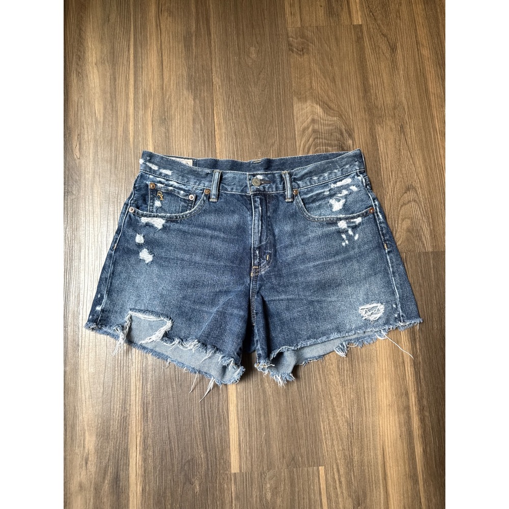 Polo Ralph Lauren Crosby Short Womens 28 Blue Distressed Denim Raw Hem Shorts